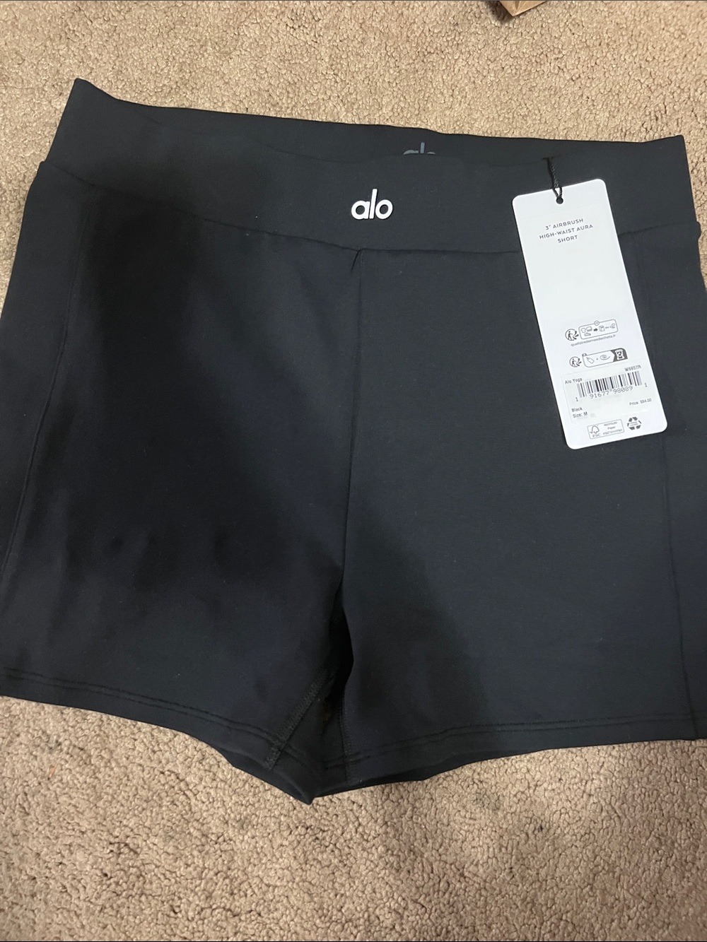 ALO Yoga Black High-Rise Bike Shorts with Logo